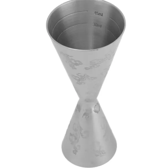 Jigger Rostfritt Stål Blad Stripe Double Head Cocktail Bartending Jigger Cup för Bar 30ml 60ml
