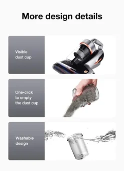 JIMMY BX7 Pro Anti-Mite Dammsugare 700W Effekt 60 ° C Värme UV Ultraljud 245mm Sug 3 Lägen Grå