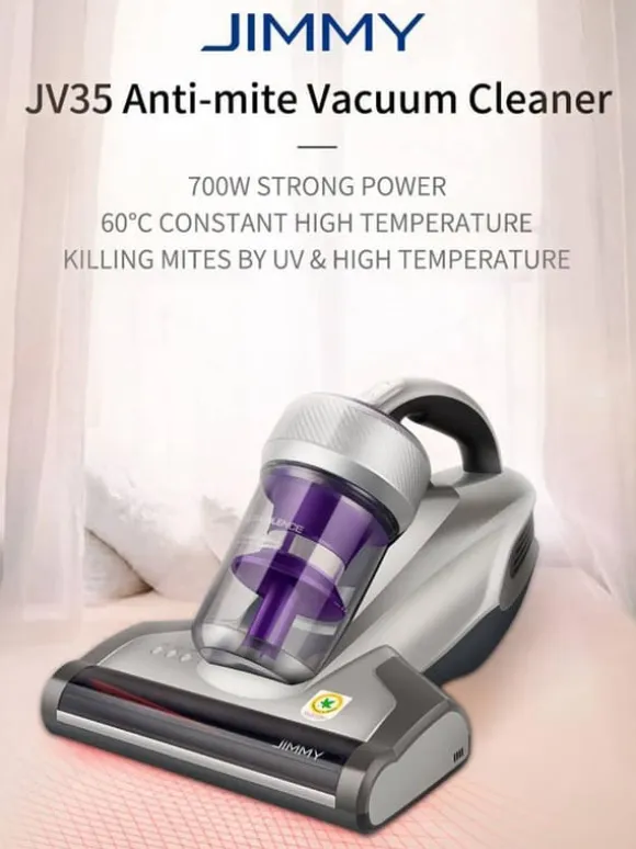 JIMMY JV35 Anti-Mite Vakuum - 700W - 60°C Värme/UV - 14Kpa Sug - Cyklonfiltrering - 245mm brett munstycke