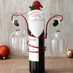 Juldekorationer, vinflask- och glashållare för högtider, vinglashållare för jul