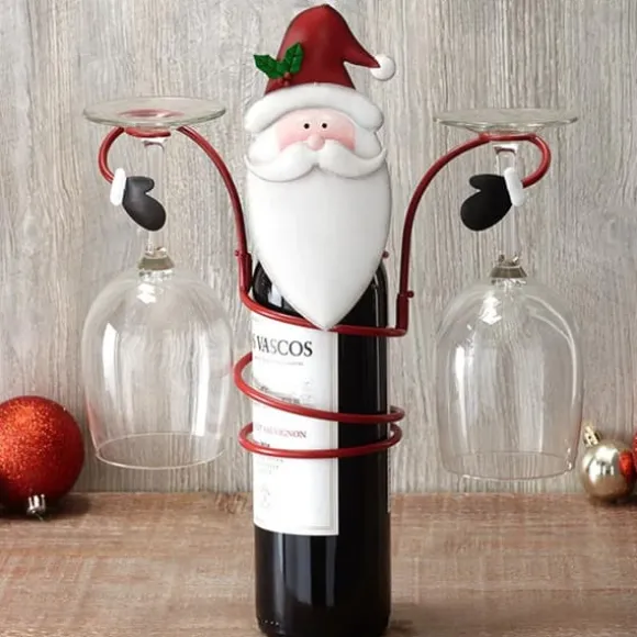 Juldekorationer, vinflask- och glashållare för högtider, vinglashållare för jul