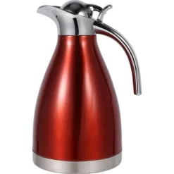 Kaffekanna i rostfritt stål Dubbelvägg Vakuumisolerad termokanna Varmvattenflaska 1,5L Röd