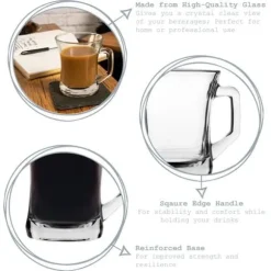Kaffekopp - LAV - Set med 6 delar - Klart glas - Modern stil - 225ml