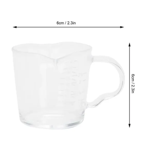 Kaffekopp med dubbla pipar Skala Handgjord mätkopp i borosilikatglas 70ml