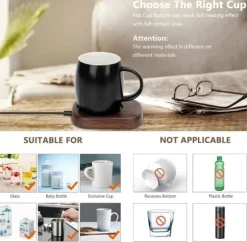 Kaffekoppvärmare, elektrisk koppvärmare med 3 justerbara temperaturnivåer (upp till 149℉) och automatisk avstängningsfunktion, elektrisk dryckesvärmar | CDON