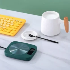 Kaffekoppvärmare, 55℃ Smart konstant temperaturkoppdyna USB-driven värmedyna för mjölkkopp, lämplig för hemmakök och kontor (grön)