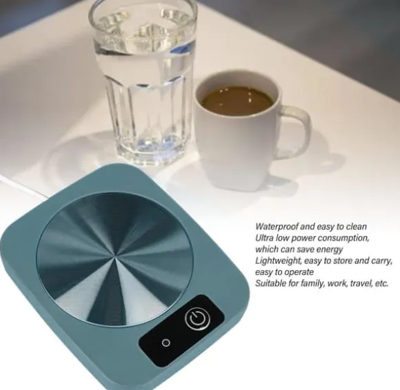 Kaffekoppvärmare, 55℃ Smart konstant temperaturkoppdyna USB-driven värmedyna för mjölkkopp, lämplig för hemmakök och kontor (grön)