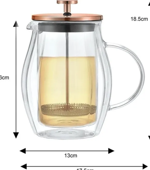 Kaffe/tebryggare 0,60L fransk press roséguld KLAUSBERG KB-7722