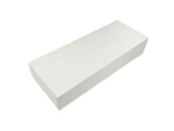 Kageæske hængslet låg L400xB155xH80mm pap uden rude hvid,100 stk/krt
