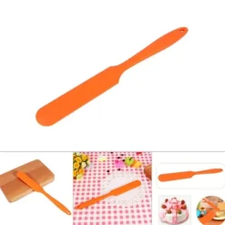 Kakkräm Smör Spatel Blandningssmet Skrapa Borste Silikon Bakning Kockverktyg Orange