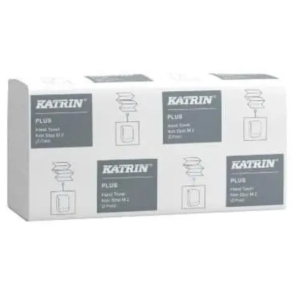 Katrin Håndklædeark Plus Non-stop Z-fold 2-lag L25.5xB20.3xD8.5cm Nyfiber Hvid,21 pk x 135 stk/krt
