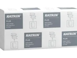 Katrin Håndklædeark Plus Non-stop Z-fold 2-lag L25.5xB20.3xD8.5cm Nyfiber Hvid,21 pk x 135 stk/krt