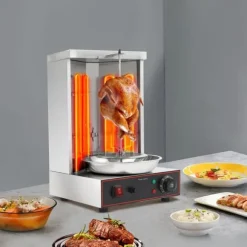 Kebabmaskin, 3000W effekt, justerbar temperatur 50-300°C, 2 värmerör i rostfritt stål