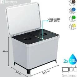Keden Återvinningstunna 2x23l Systema 56x39x41 Cm Silver