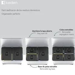 Keden Återvinningstunna 2x23l Systema 56x39x41 Cm Silver