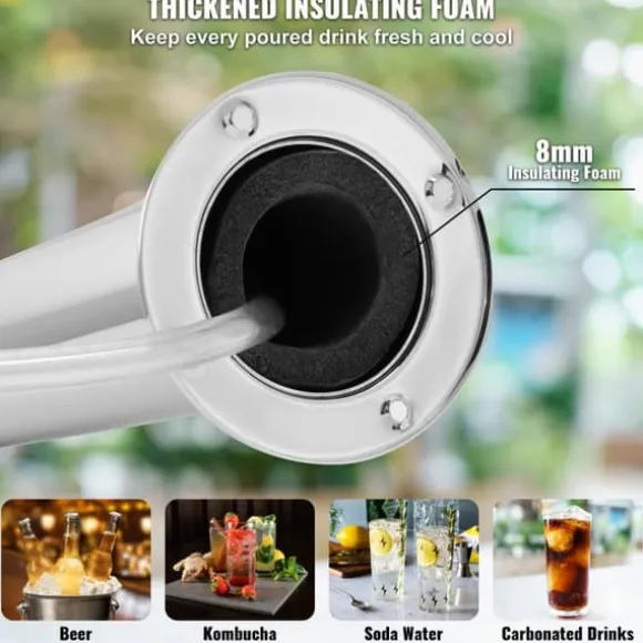 Kegerator Tower Kit, Enkelt Tap Beer Konverteringskit, Rostfritt Stål Keg Beer Tower Dispenser med Dual Gauge W21.8 Regulator & S-System Keg