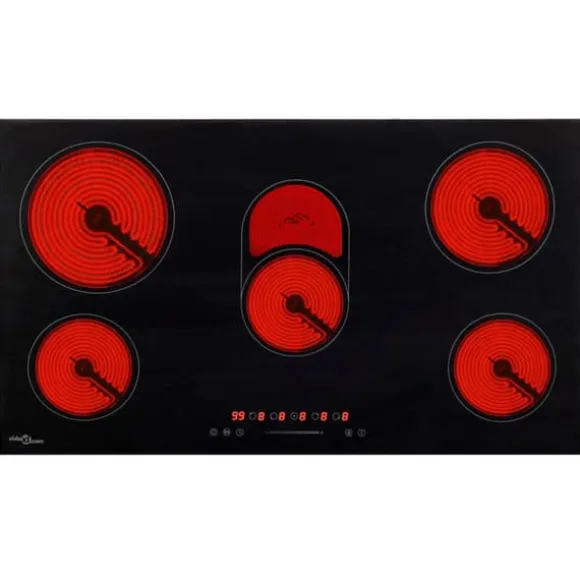 Keramikhäll med 5 plattor touchkontroll 77 cm 8500 W
