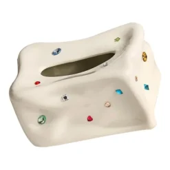 Keramisk näsduksask hållare dekorativ elegant ansiktsnäsduk servettdispenser för matsal beige