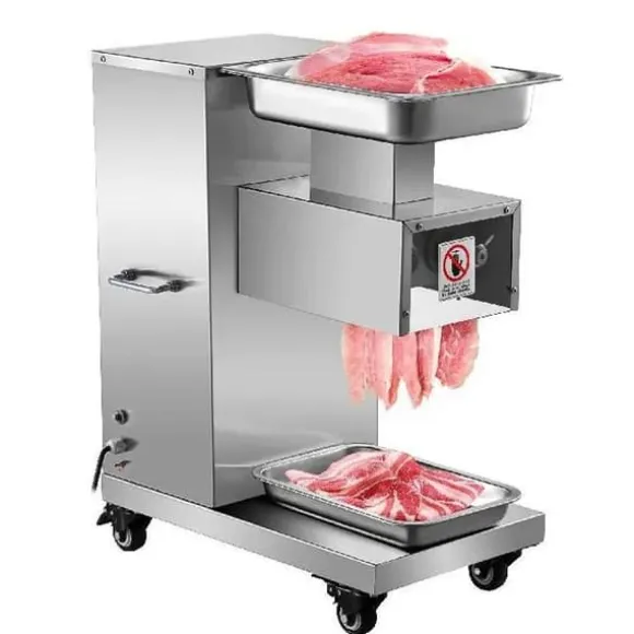 500Kg/H 750W elektrisk köttskärare med 4 hjul, kraftfull prestanda, hög säkerhet, löstagbart blad, bred applikation