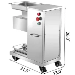 500Kg/H 750W elektrisk köttskärare med 4 hjul, kraftfull prestanda, hög säkerhet, löstagbart blad, bred applikation