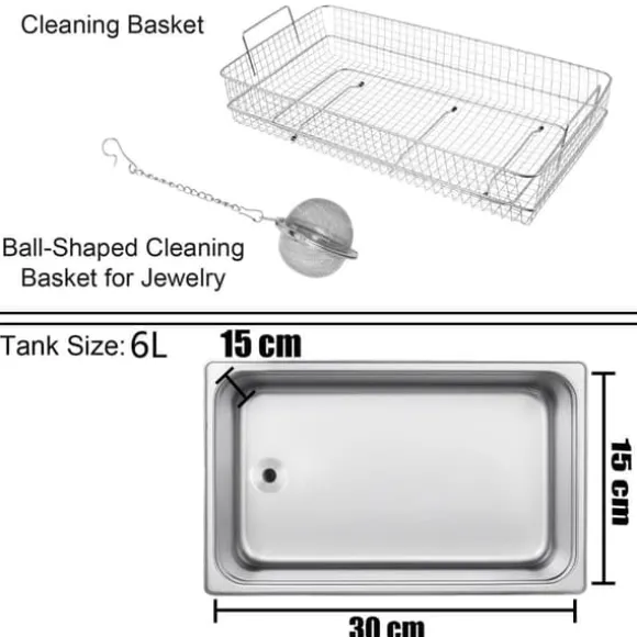 28/40KHz dubbelfrekvens ultraljudsrengörare med 6L tank, justerbar uppvärmning/arbetstid, 3 rengöringslägen, genomtänkt design