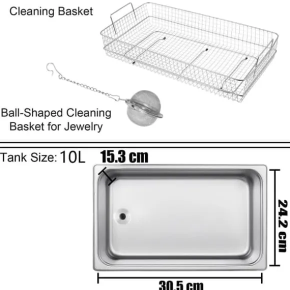 28/40KHz dubbelfrekvens ultraljudsrengörare med 10L tank, justerbar uppvärmning/arbetstid, 3 rengöringslägen, genomtänkt design