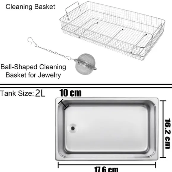 28/40KHz dubbelfrekvens ultraljudsrengörare med 2L tank, justerbar uppvärmning/arbetstid, 3 rengöringslägen, genomtänkt design