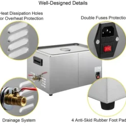 28/40KHz dubbelfrekvens ultraljudsrengörare med 2L tank, justerbar uppvärmning/arbetstid, 3 rengöringslägen, genomtänkt design