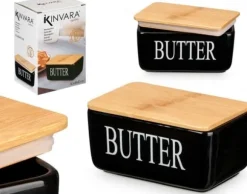 Kinvara Smörskål i keramik med BUTTER-inskription, 10 x 16,5 x 8,5 cm