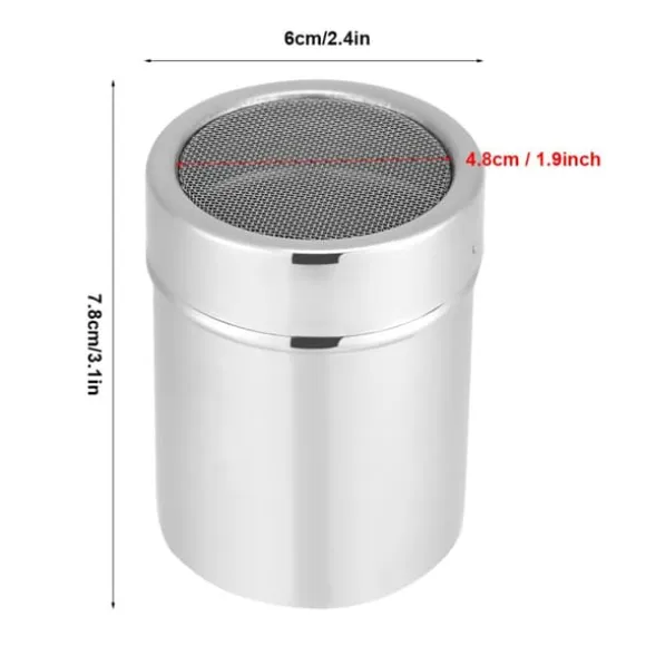 Kök Rostfritt Stål Choklad Shaker Kakao Kaffepulver Mesh Dispenser