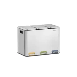 Köksavfallsbehållare med 3 x 15 liters fack, metallic silver