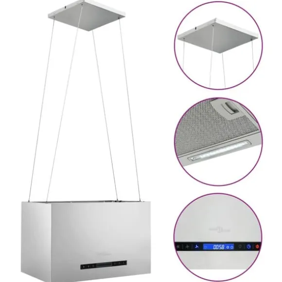 Köksfläktar - Living Hängande köksfläkt touchsensor LCD 55 cm rostfritt stål