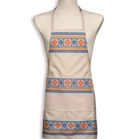Köksförkläde folk Krzczonów kors beige