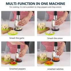 Kökskross Handpress Vitlökshackare Mincer Blad av rostfritt stål Manuell vitlökskross för paprika Lök Köksprylar
