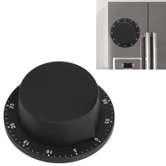 Köksmekanisk Timer 304 Rostfritt Stål Magnetisk Sug Kock Matlagningstimer Klocka Svart