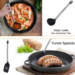 Köksredskap, 9 delar silikon köksredskap, non-stick och anti-skrapa med förvaringskärl i rostfritt stål