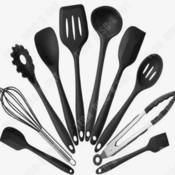 Köksredskap - TD® - 11-delarsset - Svart silikon - Non-stick - Måttfullt