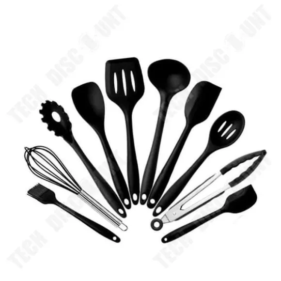 Köksredskap - TD® - 11-delarsset - Svart silikon - Non-stick - Måttfullt