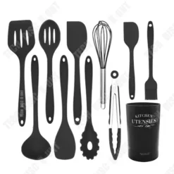 Köksredskap - TD® - 11-delarsset - Svart silikon - Non-stick - Komplett set