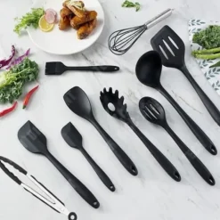 Köksredskap - TD® - 11-delarsset - Svart silikon - Non-stick - Komplett set