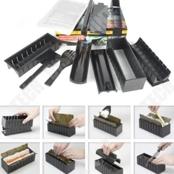 Köksverktyg - TD® - Set med 10 delar - Sushi-tillverkning - Svart färg - Material ABS