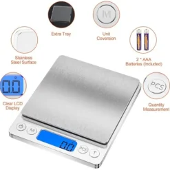 Köksvåg - Milligramvåg - Elektronisk våg - 0,01 till 500 gram - Silver