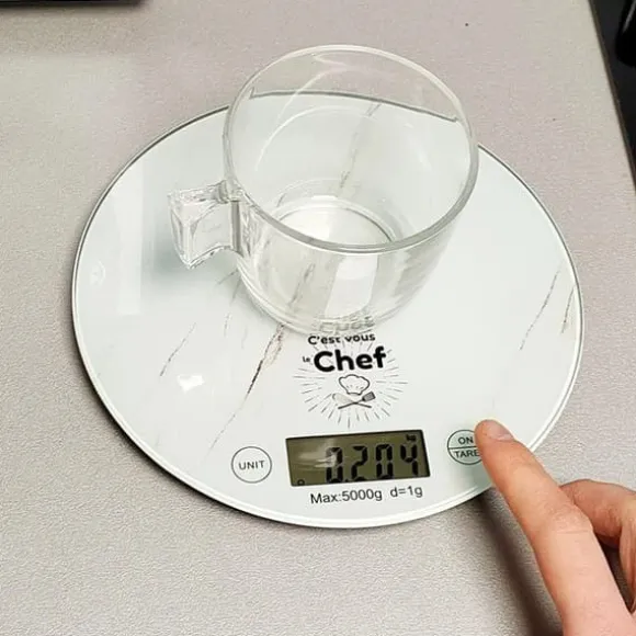 Köksvåg - VARUMÄRKE - Digital Rund - Precision 1g - Kapacitet 5kg - Marmor Effekt