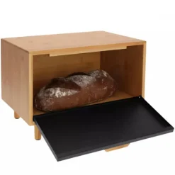 KLAUSBERG Brödkorg i bambu med svart stål 38x26 cm