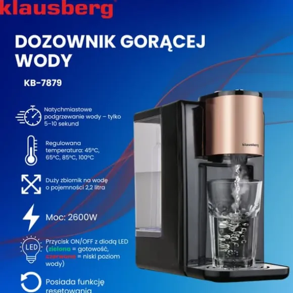 KLAUSBERG KB-7879 2,2L varmvattenautomat med temperaturkontroll