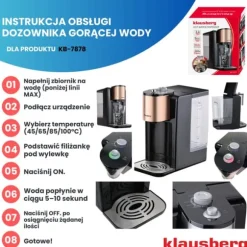 KLAUSBERG KB-7879 2,2L varmvattenautomat med temperaturkontroll