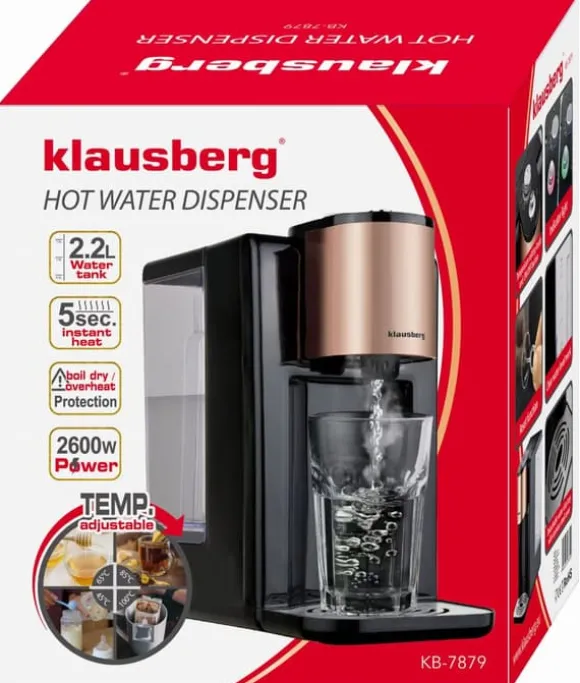 KLAUSBERG KB-7879 2,2L varmvattenautomat med temperaturkontroll