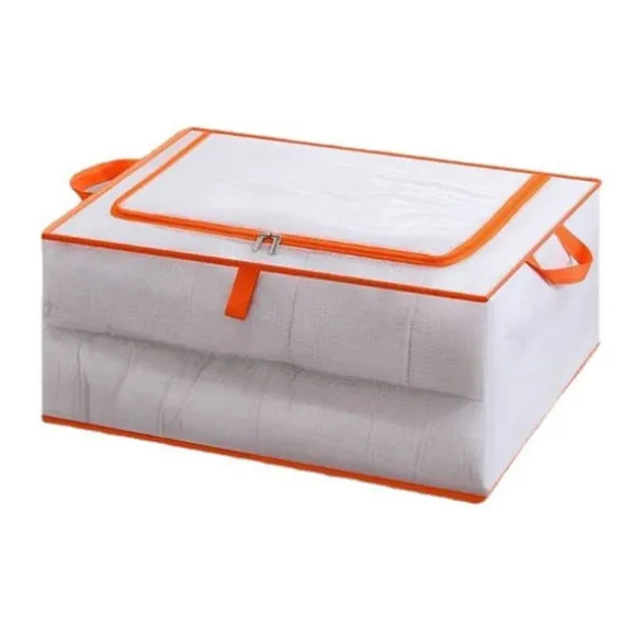 Klädförvaringsväska Stor kapacitet Transparent vattentät dragkedja Rektangelförvaringsbehållare för filtar Täcken XL 60x50x30cm