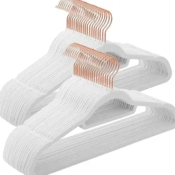 Klädgalgar 50-pack halkfria - Galge med sammetsyta - Vit