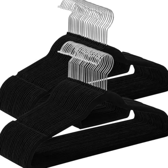 Klädgalgar 50-pack halkfria - Galge med sammetsyta - Svart